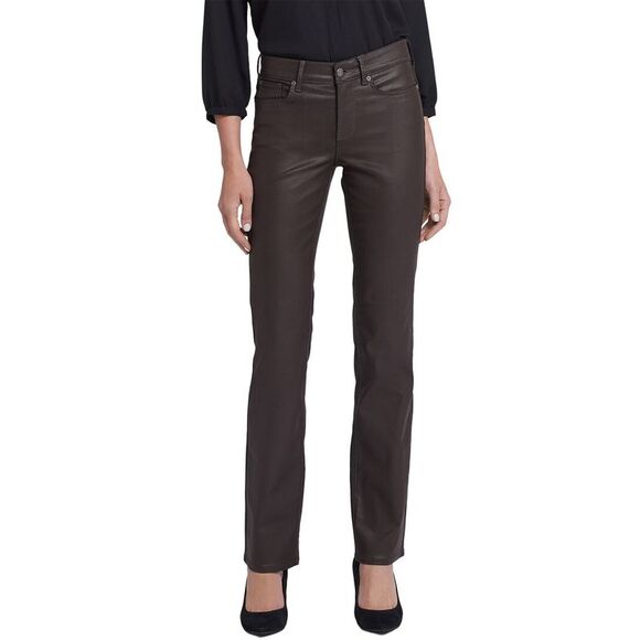 Nydj Womens  Marilyn Coffee Bean Coated Straight Leg Jean - Picture 1 of 3